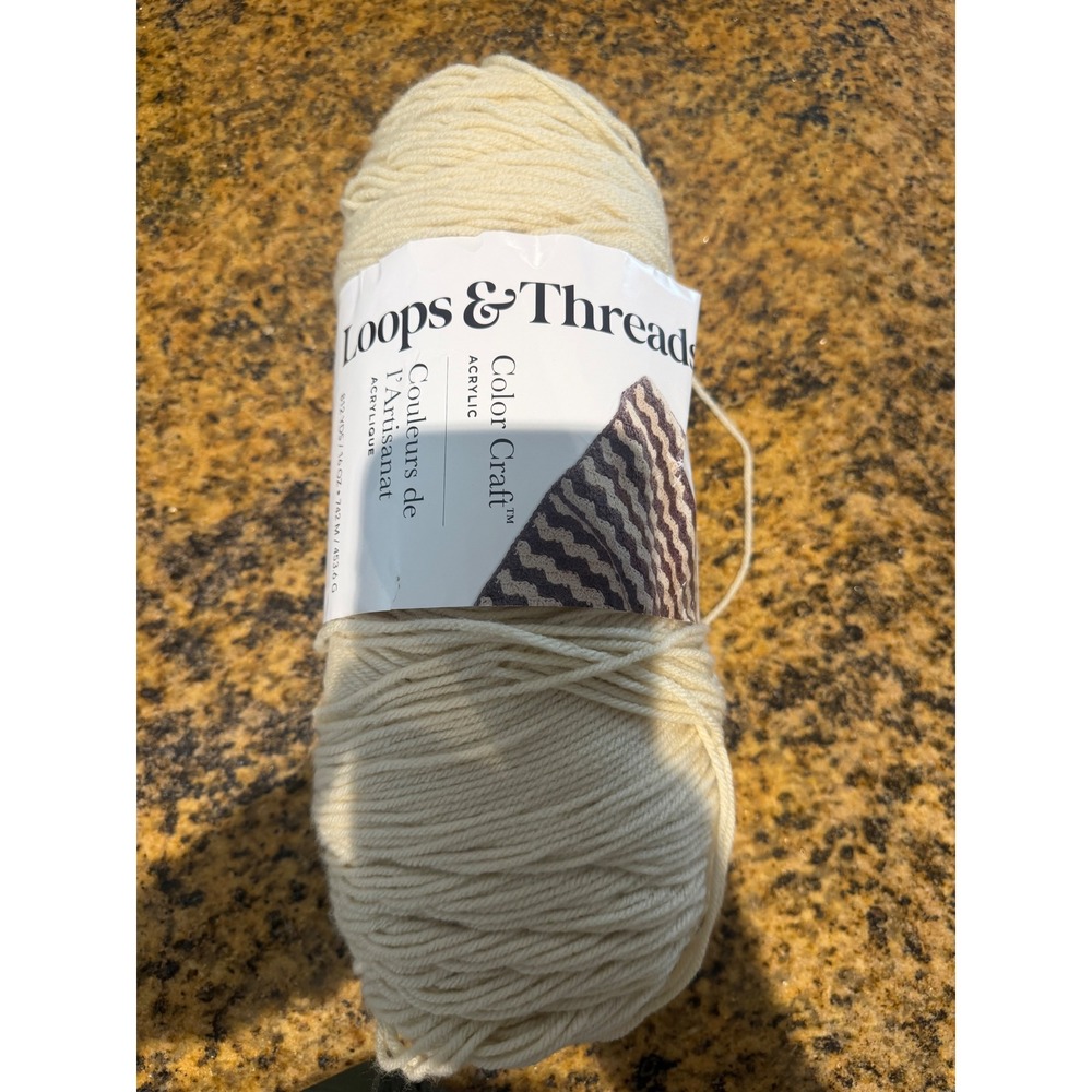 Loops & Threads Color Craft Acrylic Yarn Cream Off-White 16oz 812yds Skein